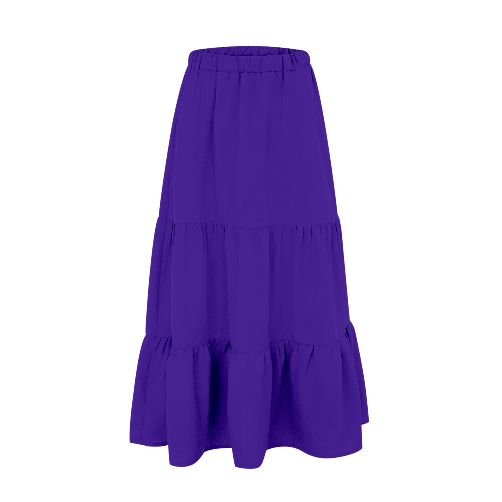 thumbnail image 4 of Falda boho de verano con cintura elástica y pliegues en línea A para mujer: falda de playa fluida con bolsillos, poliéster ligero para primavera/verano/otoño., 4 of 4